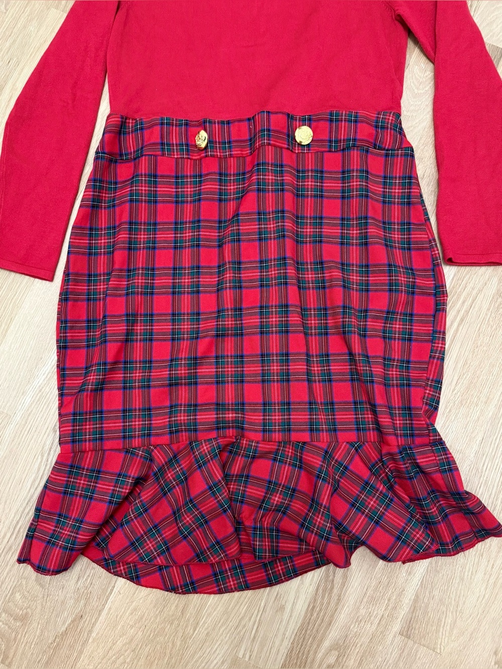 Plaid Detail Sweater Dress, women’s size 12 - Picture 5 of 6